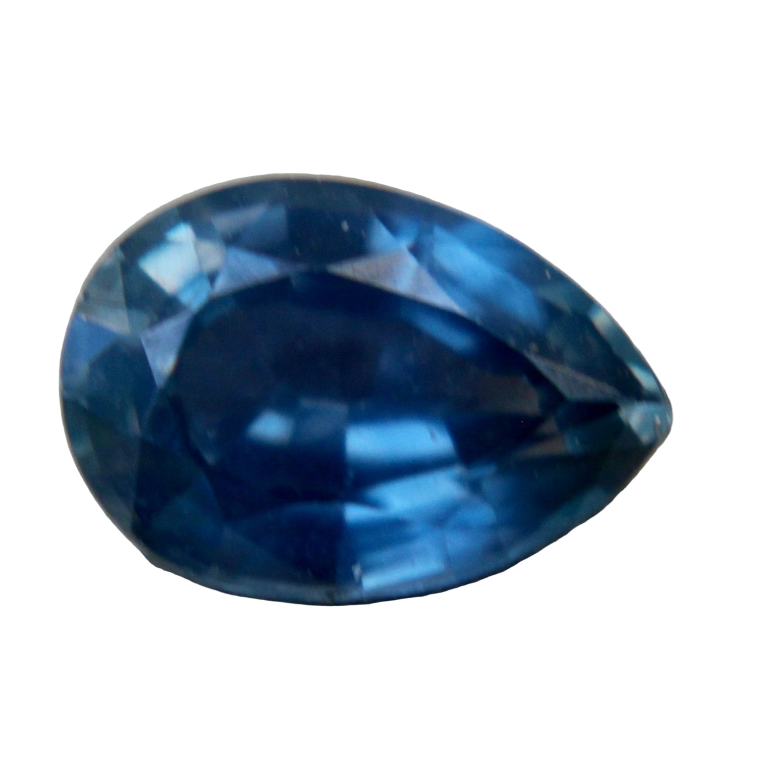 0.88 ct natural blue green sapphire, pear cut, Madagascar origin, heated, SI clarity