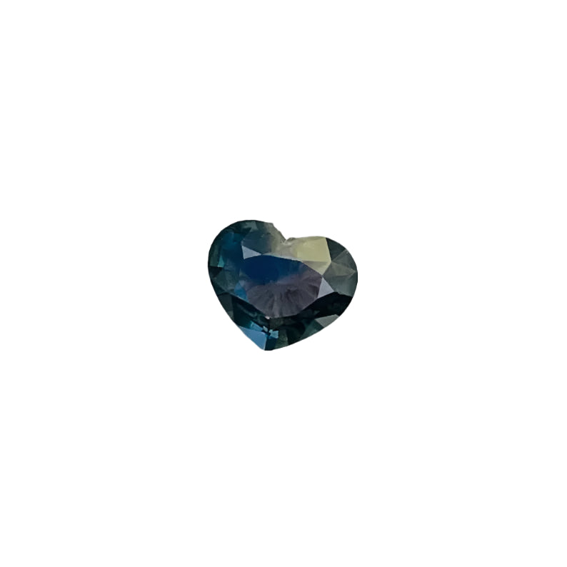 1.10 Carat Natural Blue Green Sapphire – Heart Cut, Bi Colour, Eye Clean, Unheated, Madagascar Origin

