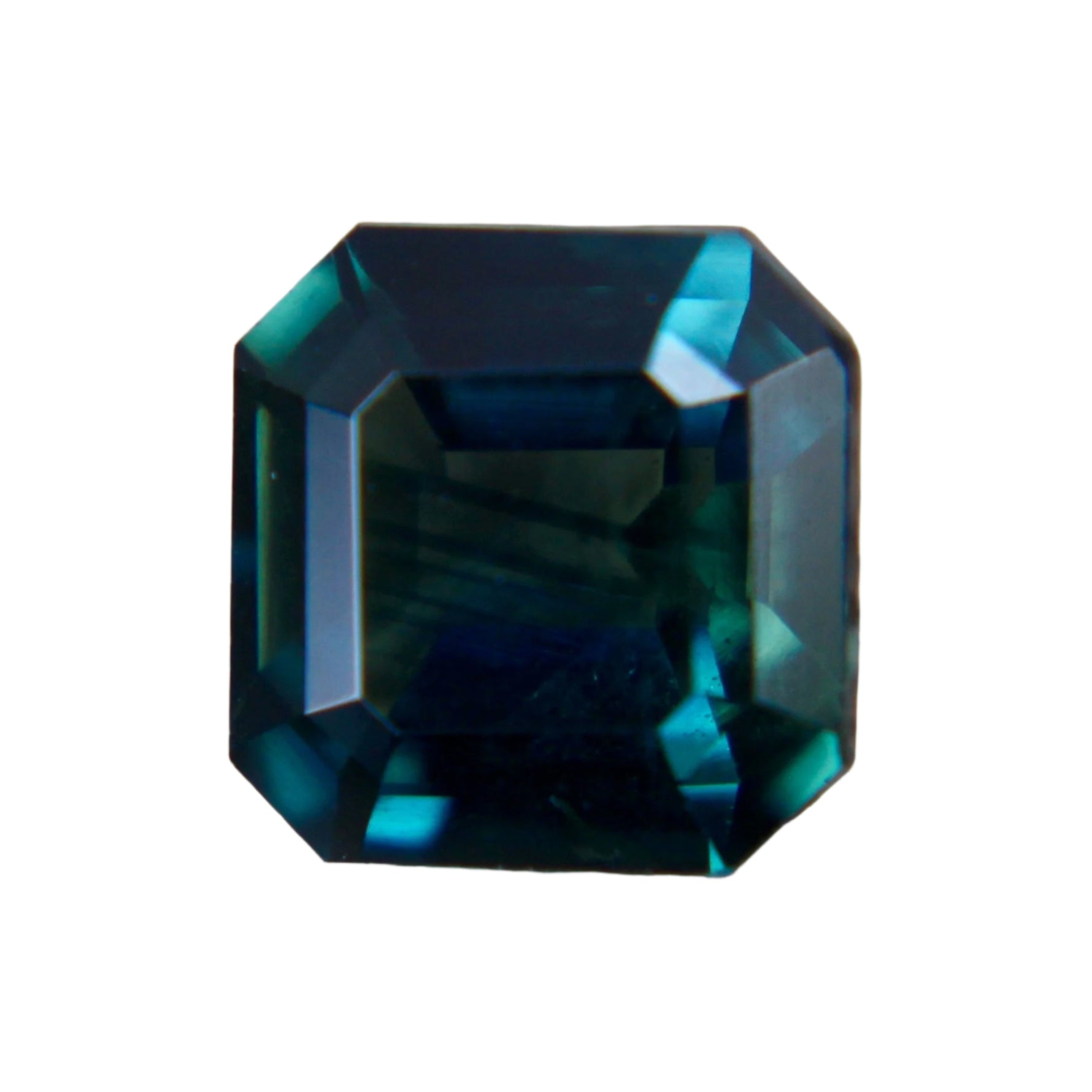 1.94ct Natural Blue Green Sapphire – Asscher Cut, Unheated, Eye Clean, Ceylon Origin

