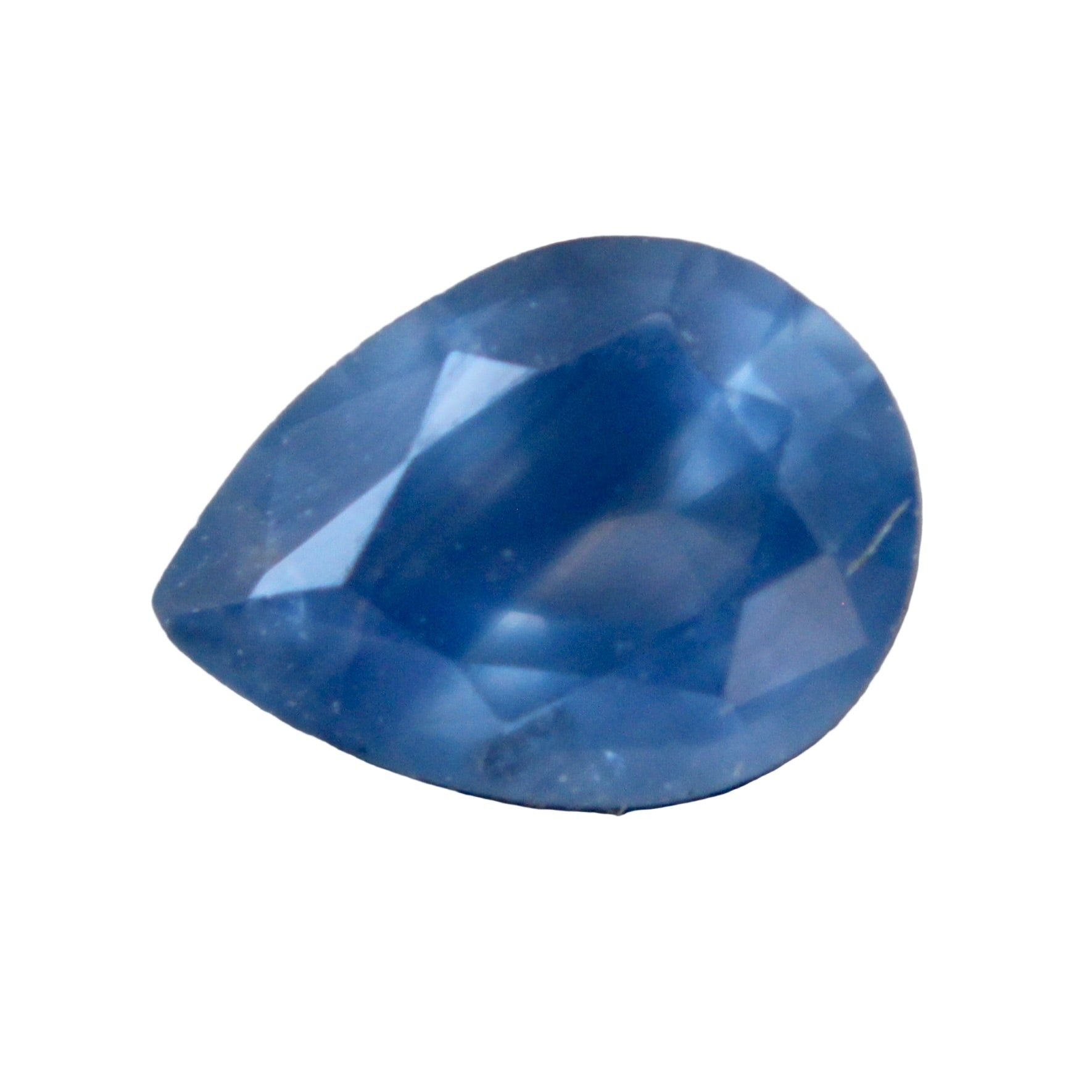 Natural  blue sapphire pear, faceted gemstone for engagement ring