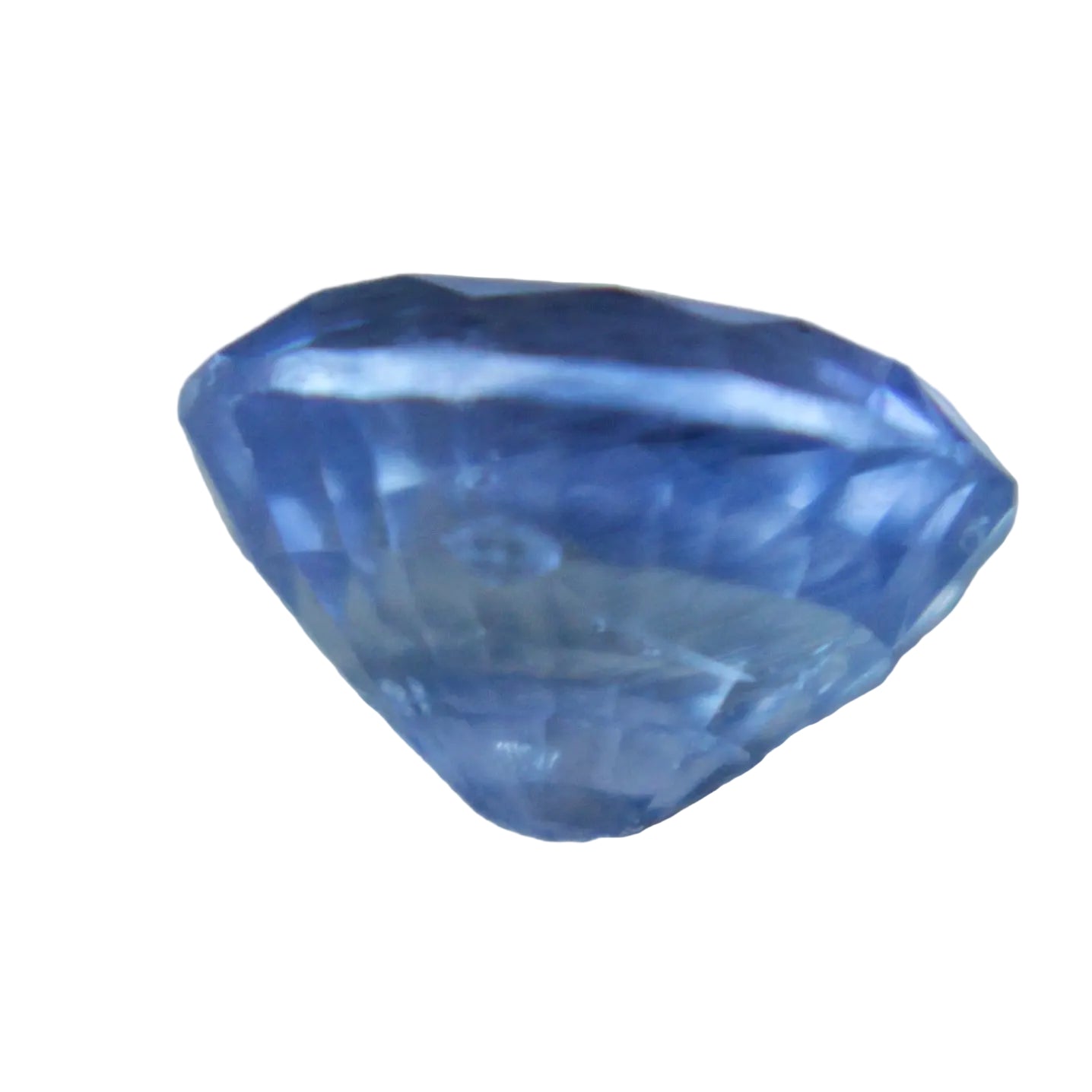 Oval blue sapphire 1 carat showing bright faceting in neutral light