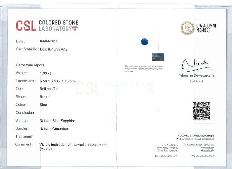 Loose round cut blue sapphire for custom engagement ring, earth-sourced