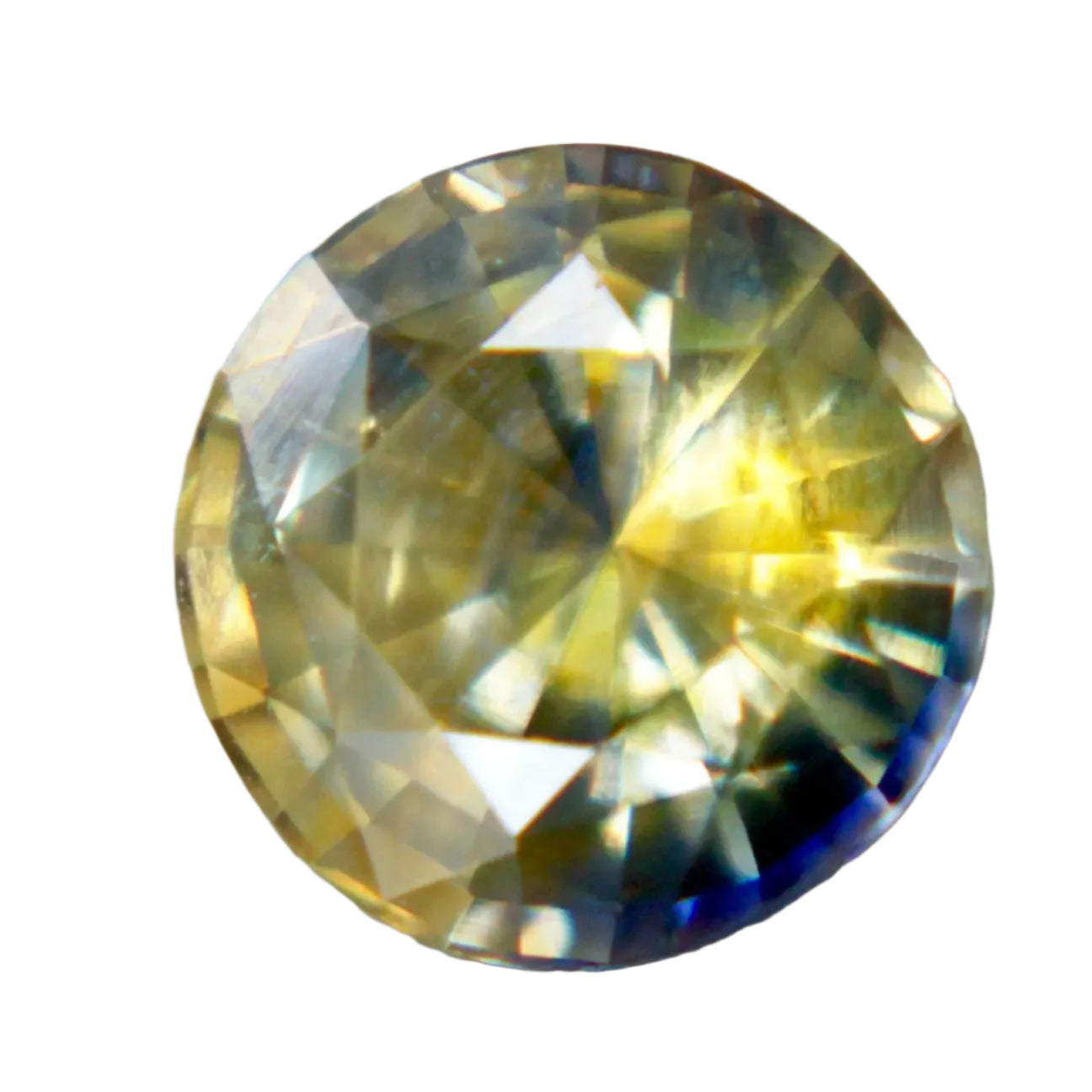 1.19ct Natural Blue Yellow Sapphire – Round Cut Bi-Coloured Gemstone from Ceylon

