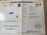 Natural color change alexandrite 4.46 carat gemstone identification report