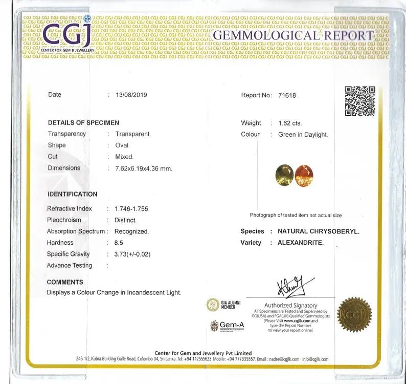 Natural Colour Change Alexandrite | Oval Cut | 1.62 Carat - Sapphirepal