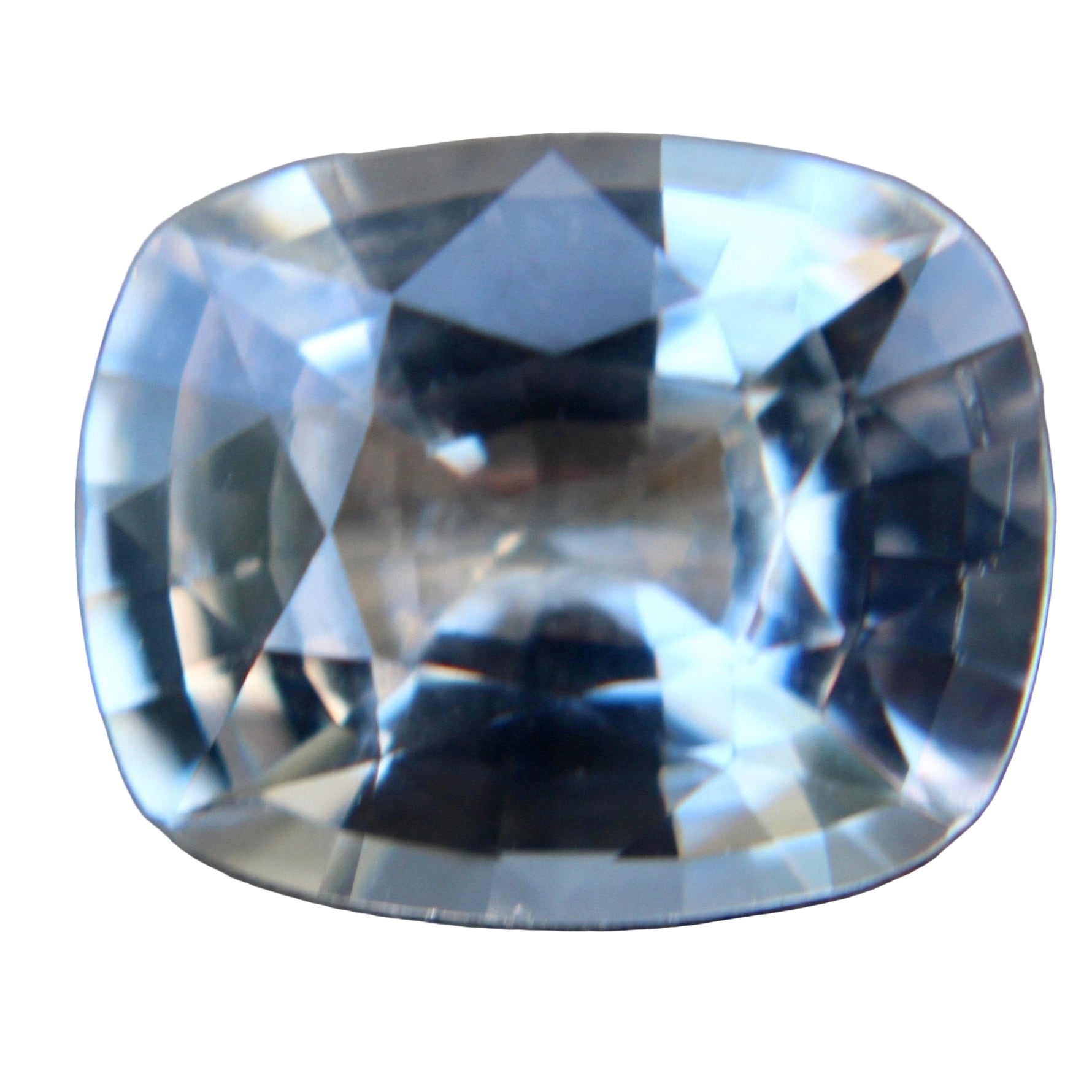 3.44ct natural white sapphire cushion cut, VVS clarity Ceylon gemstone