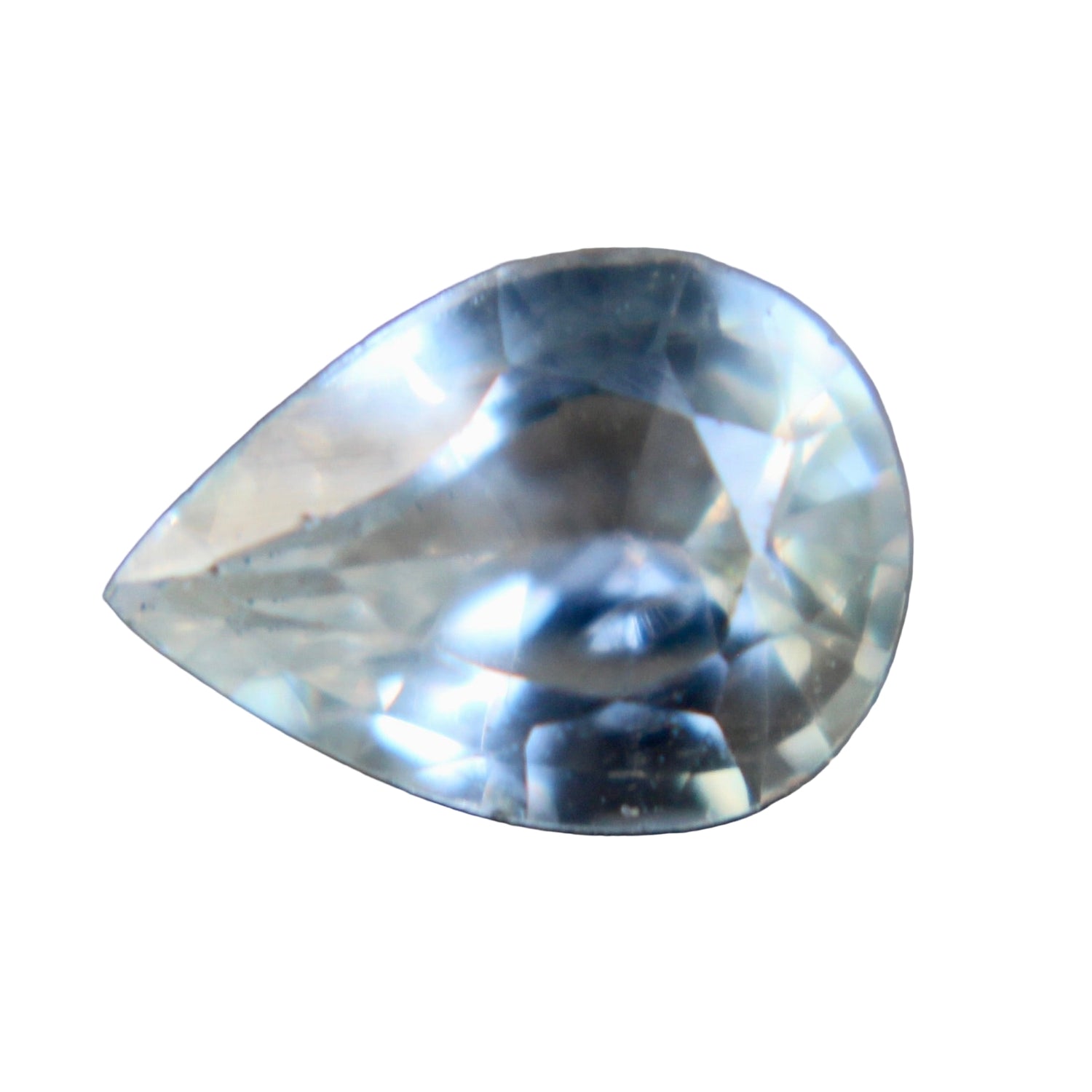 Natural colourless sapphire 0.88 ct pear cut from Ceylon – eye-clean white gem for fine jewellery