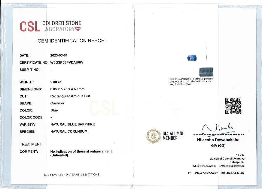 Natural Cornflower Blue Sapphire – 2.00 Carat Cushion Cut | Unheated Ceylon Gemstone - Sapphirepal