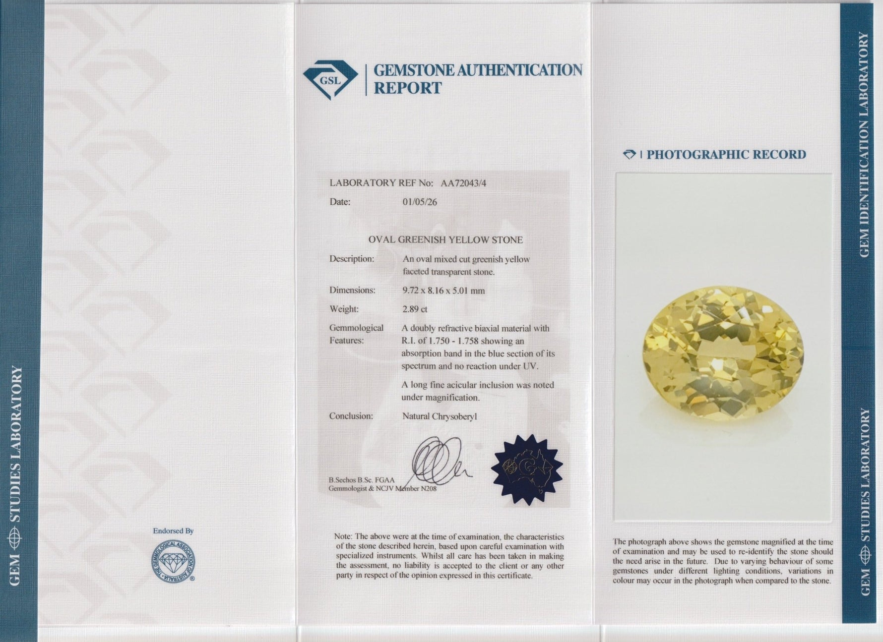 Natural Green Chrysoberyl | Oval Cut | 3.00 Carat - Sapphirepal