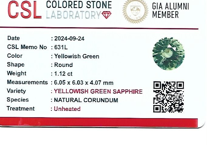 Natural Green Sapphire – 1.12 Carat Round, Unheated - Sapphirepal