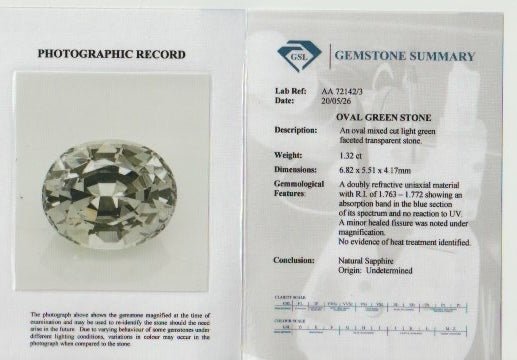 Natural Green Sapphire 1.39ct Oval Cut Unheated Ceylon VVS Loose Sapphire - Sapphirepal