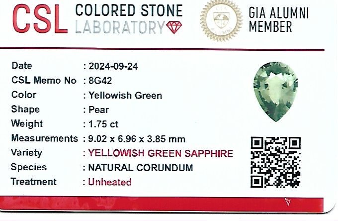 Natural Green Sapphire – 1.75 Carat Pear Cut | VS Clarity | Madagascar Origin - Sapphirepal