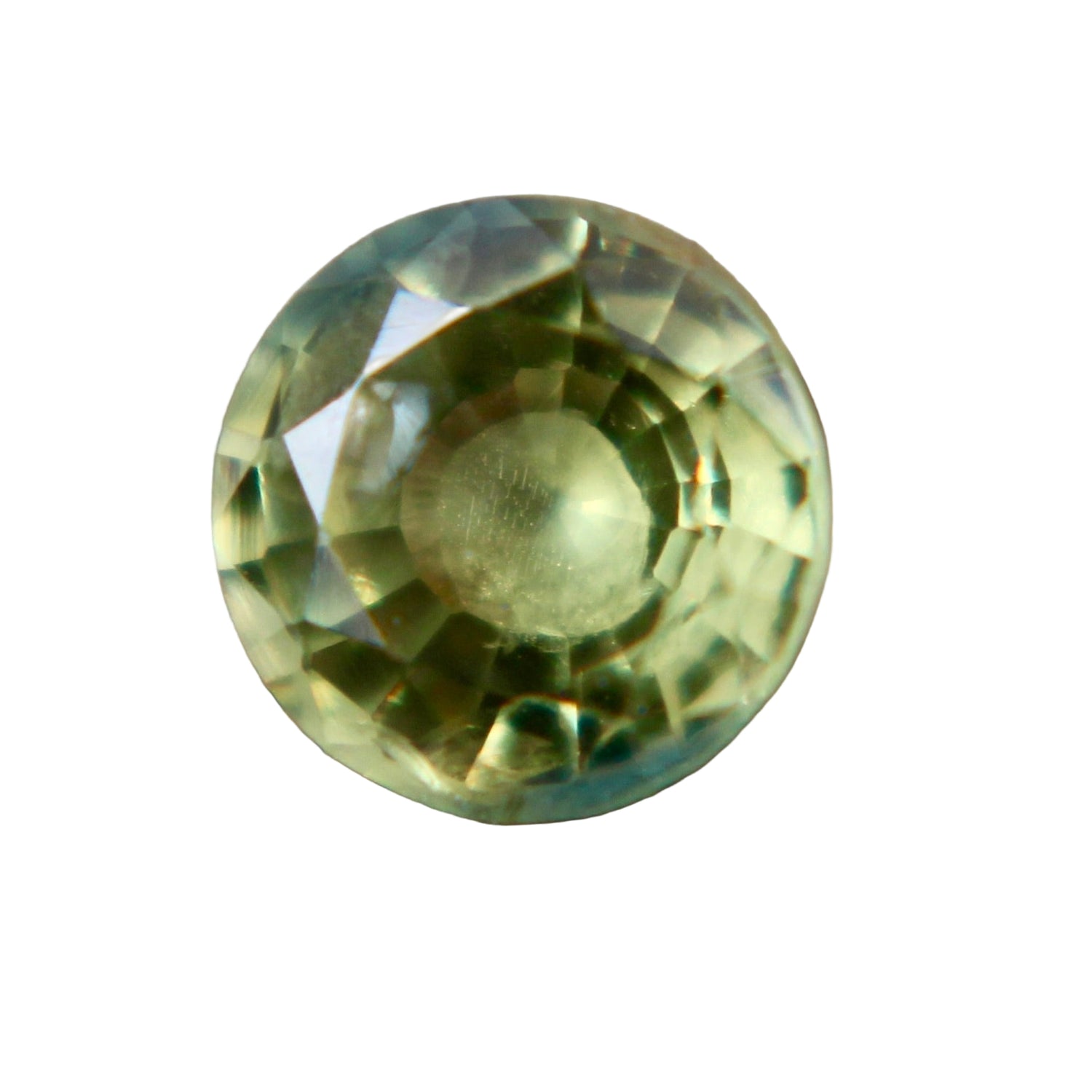 0.50 ct natural green sapphire, Ceylon origin, round 4.78 mm, eye clean