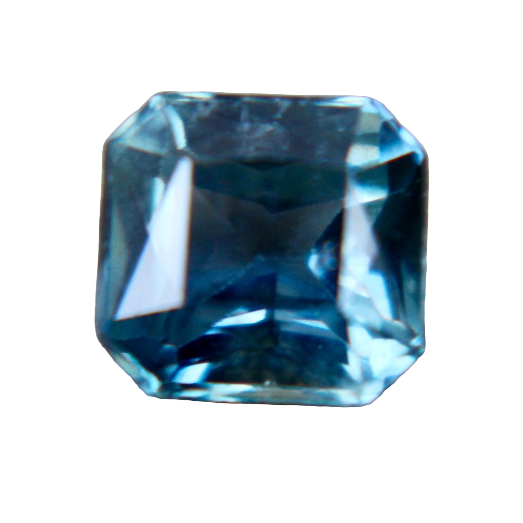 1.02ct natural green sapphire, emerald cut 5.58×5.26mm, Ceylon – face-up