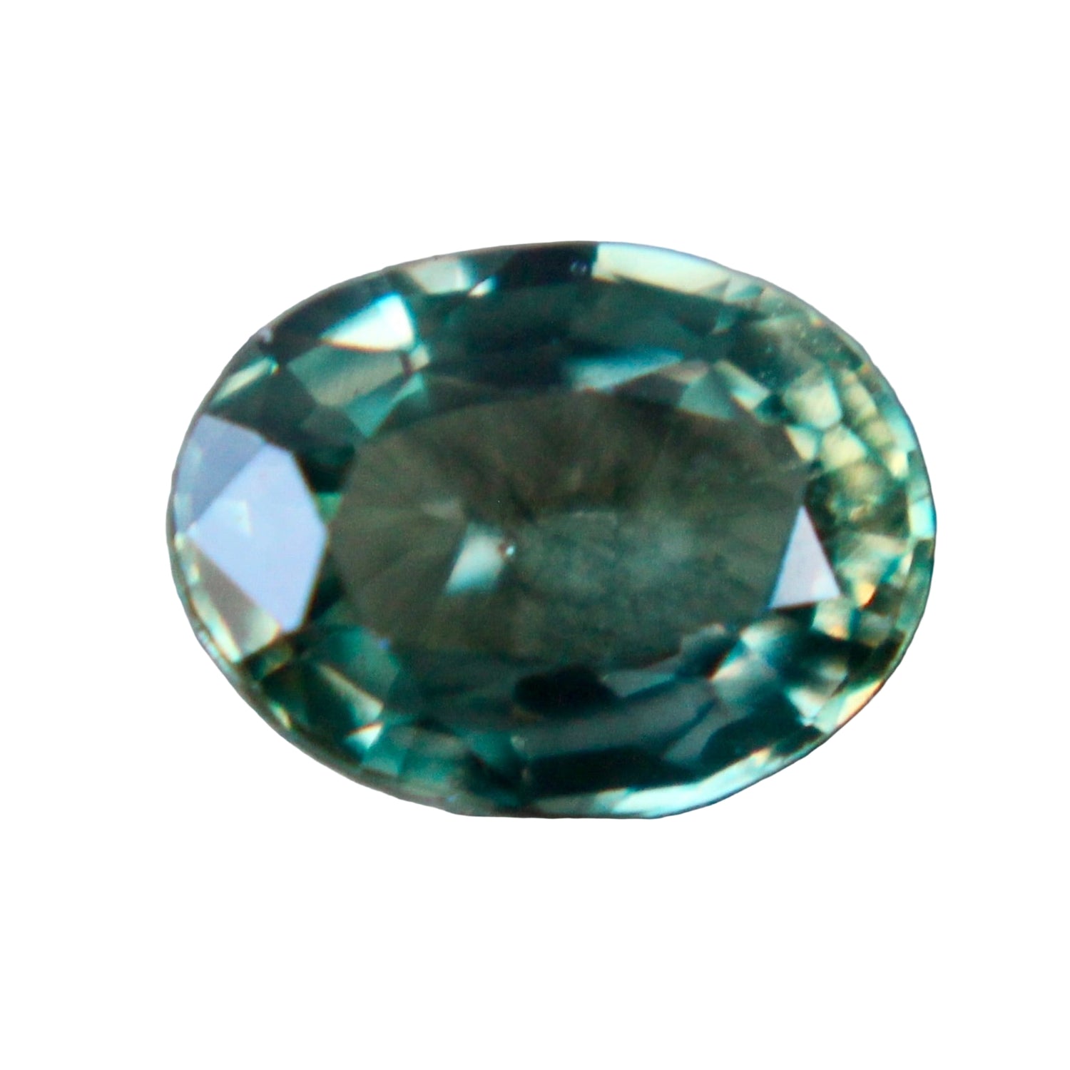 Natural green sapphire 0.56ct oval cut from Madagascar, untreated faceted gemstone