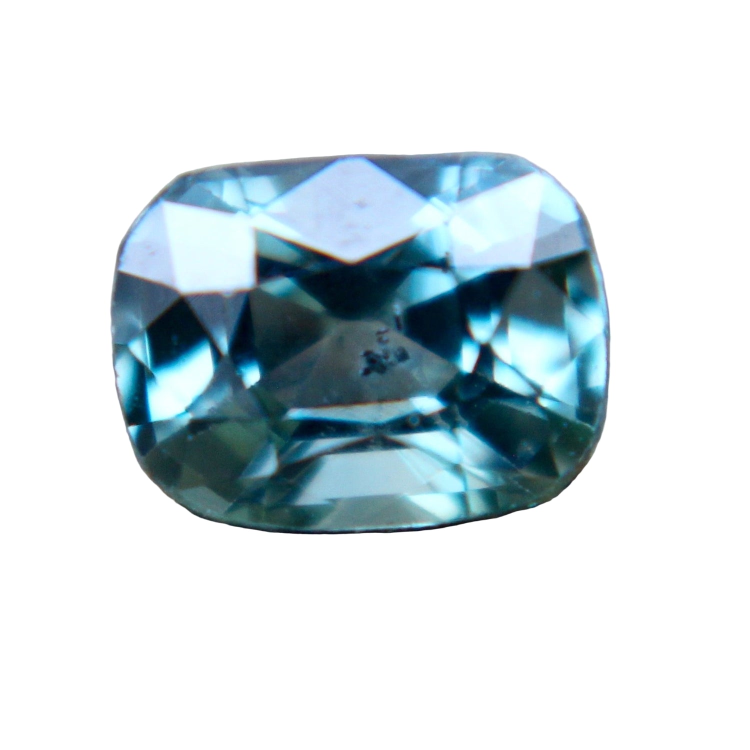 0.80 ct natural green sapphire, cushion cut 5.70 × 4.30 × 3.50 mm, unheated, SI clarity, loose gemstone