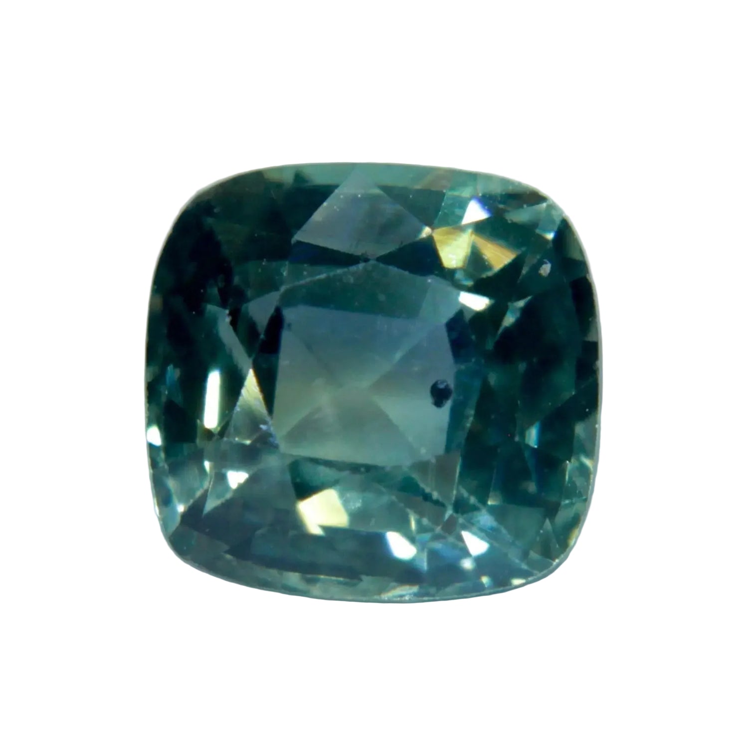 Natural green sapphire 1.30 carat cushion cut unheated loose gemstone teal sapphire
