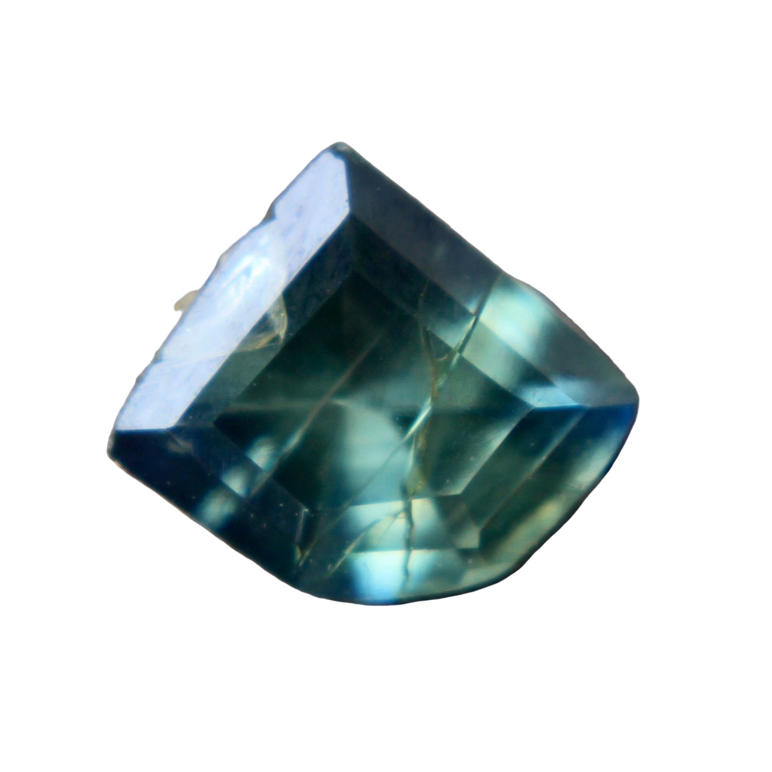 0.54ct natural green sapphire freeform cut from Madagascar, faceted loose gemstone