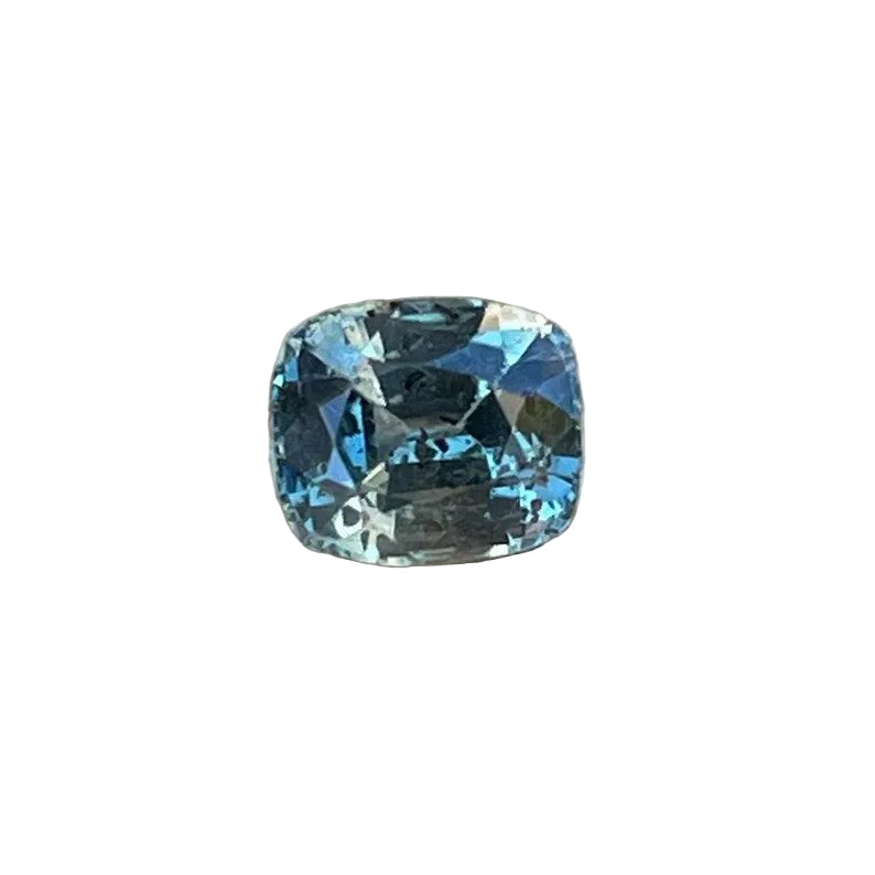 0.89ct natural green sapphire, cushion 5.42×4.62mm, Ceylon origin – face-up view