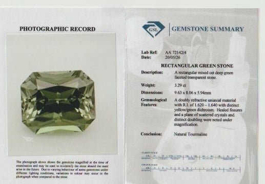 Natural Green Tourmaline 3.31 Carat Emerald Cut | VVS Ceylon Earth - Sourced Gemstone - Sapphirepal