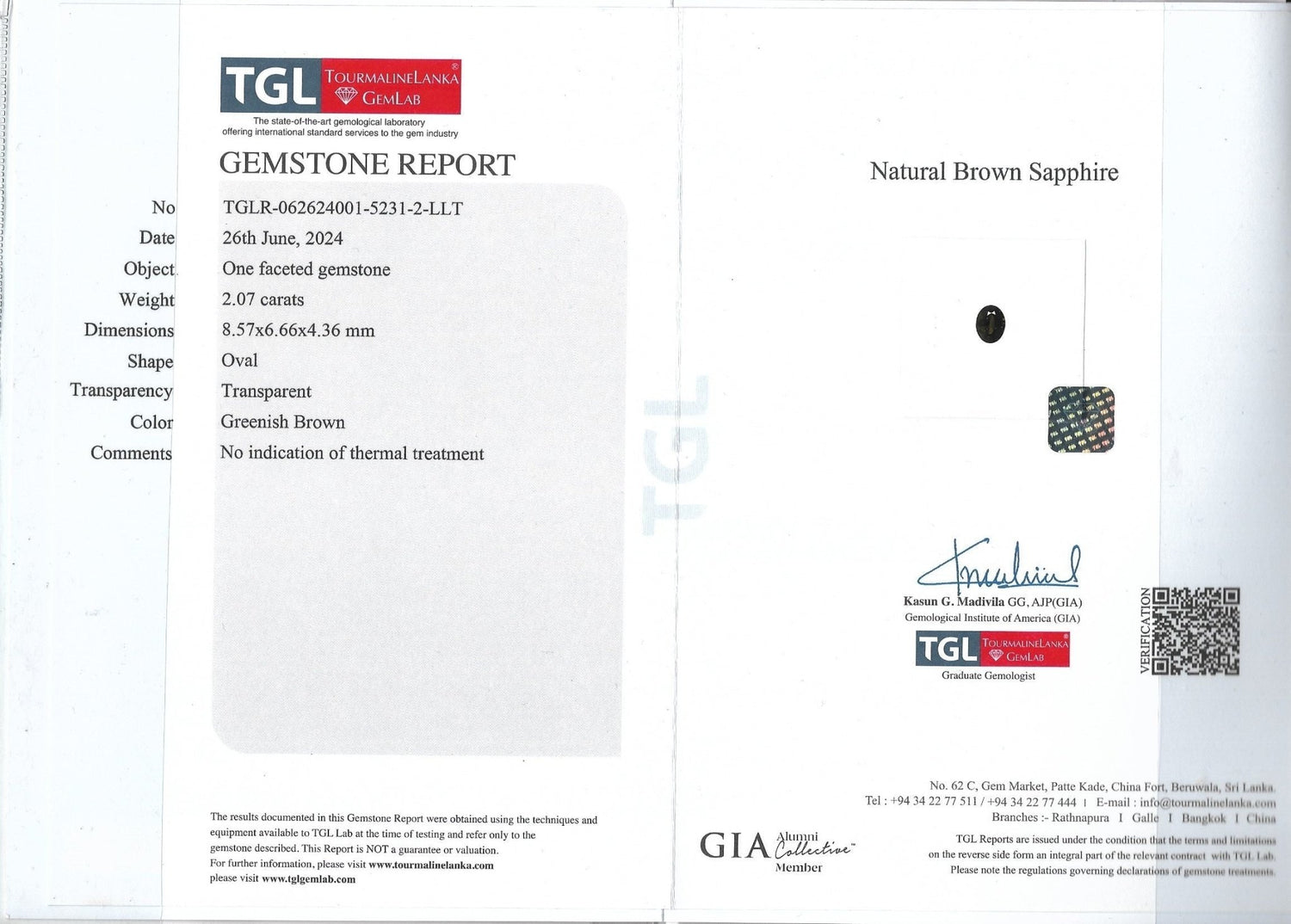 Natural Greenish Brown Sapphire – 2.07 Carat Oval | Unheated | Australian - Sapphirepal