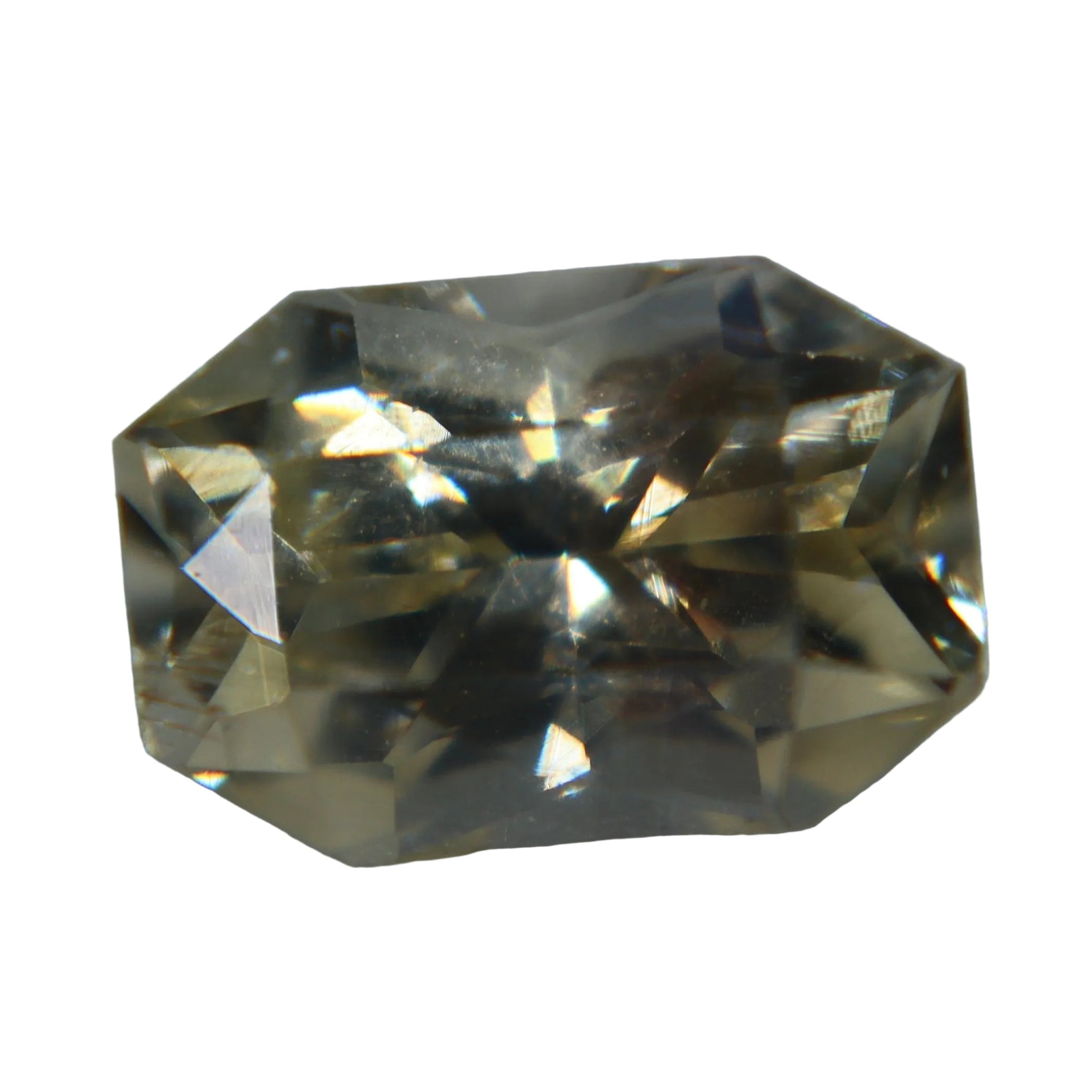 Natural 2.18 carat greenish yellow chrysoberyl from Ceylon in an elongated fancy cut