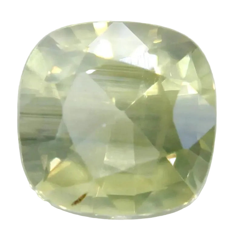 Natural greenish yellow sapphire 0.76 carat cushion cut loose gemstone Madagascar