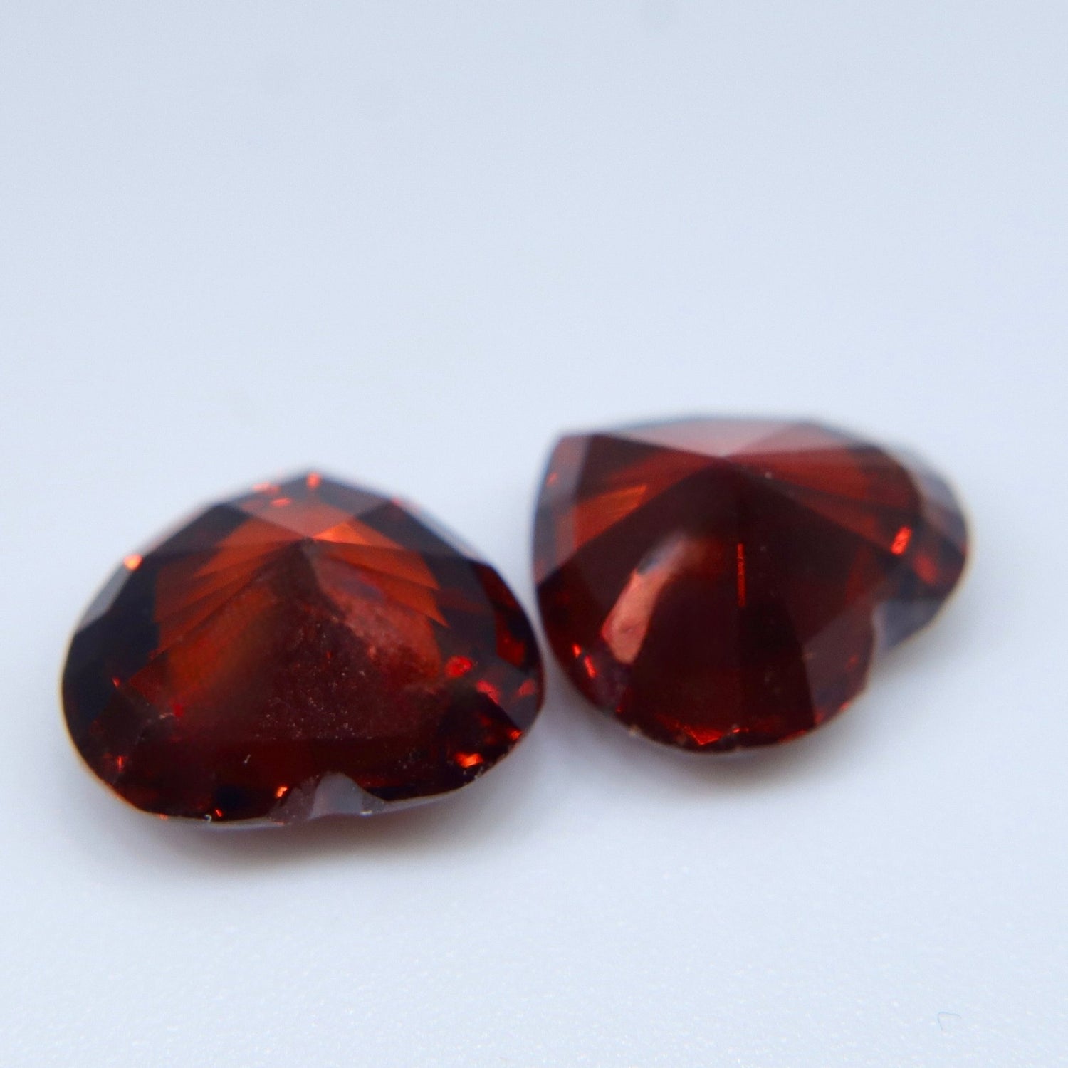 Natural Hessonite Garnet Pair 6.97 Carat – Heart Cut Unheated Ceylon Gemstones - Sapphirepal