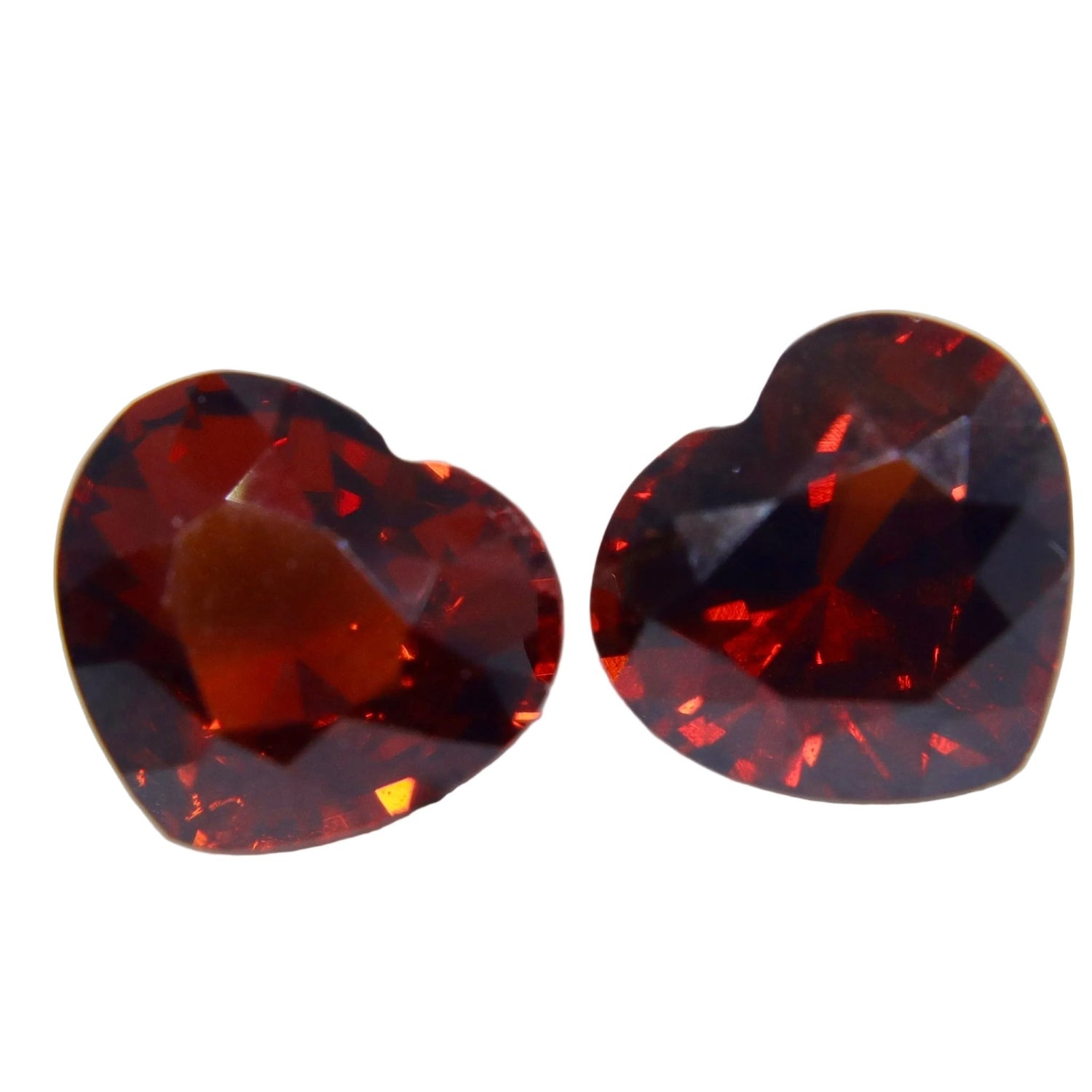 Natural Hessonite Garnet Pair 6.97 Carat – Heart Cut Unheated Ceylon Gemstones - Sapphirepal