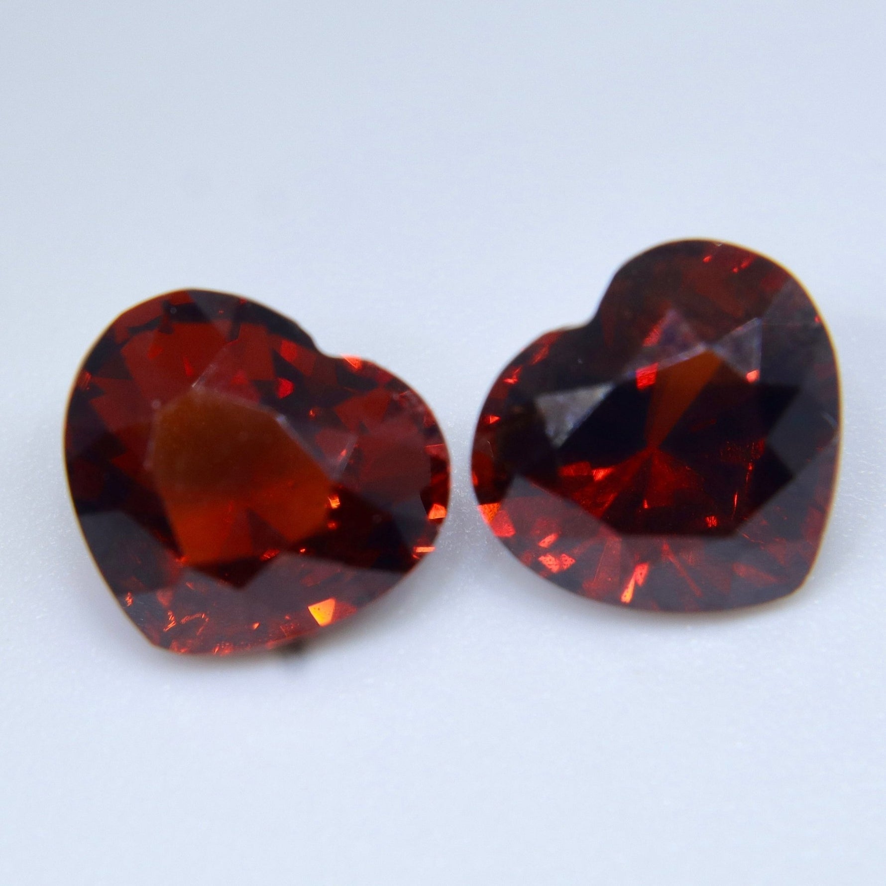 Natural Hessonite Garnet Pair 6.97 Carat – Heart Cut Unheated Ceylon Gemstones - Sapphirepal