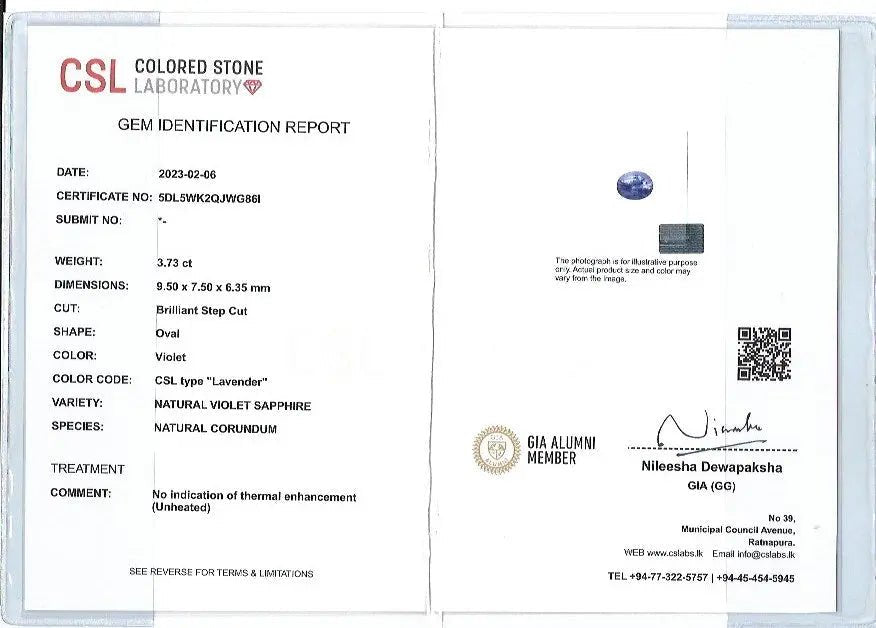 certified Natural Lavender Sapphire – 3.73 Carat | Oval Cut | Unheated | Ceylon Gemstone - Sapphire pal