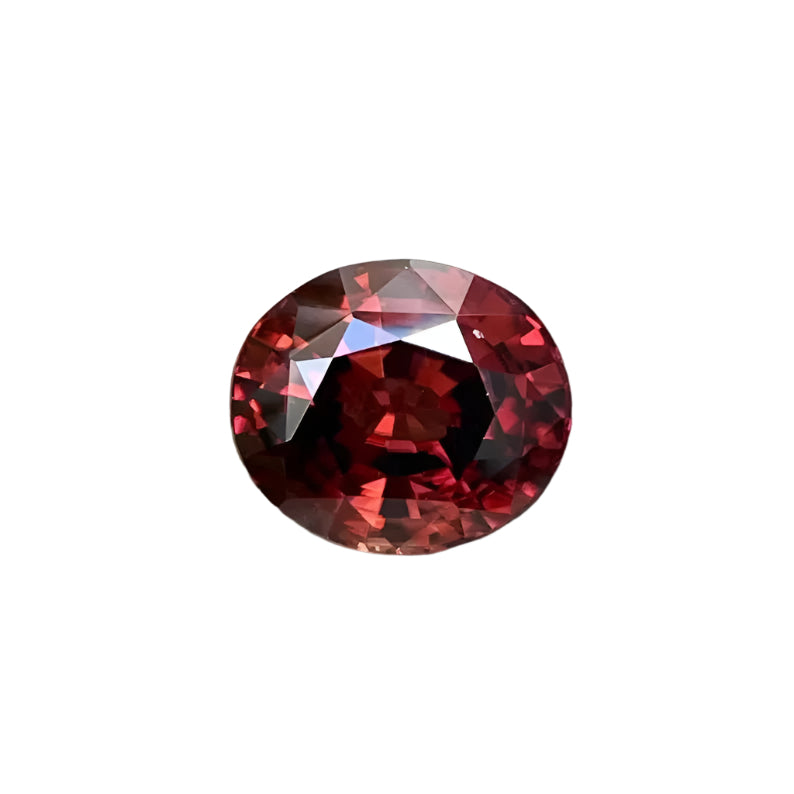 Natural Maroon Zircon – 6.40 Carat Oval Cut Untreated VVS Clarity Gemstone from Ceylon

