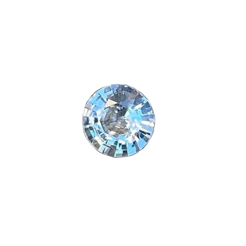 0.65ct pale blue sapphire, round 5.40 mm, Ceylon origin – face-up