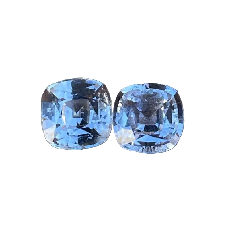 Pair of natural pale purple sapphires, cushion cut, 1.47 ct total weight, unheated Ceylon stones