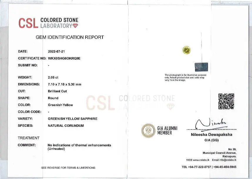 Natural Parti Sapphire – 2.06 Carat Round Cut | Green Bi - Colour Gems - Sapphirepal