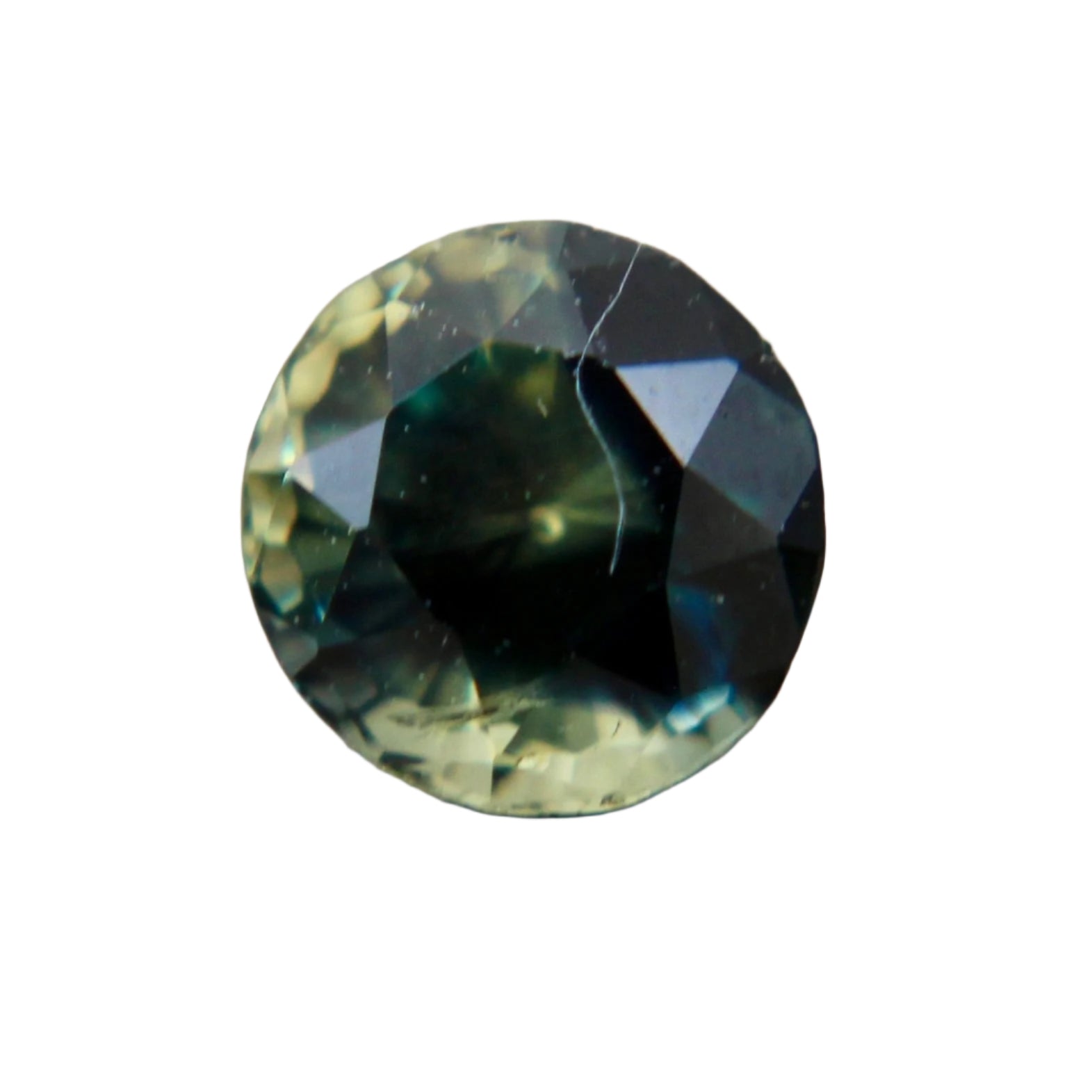 0.48ct Ceylon parti sapphire in round cut – vivid green with blue flashes, ethically sourced by Sapphire Pal Australia.