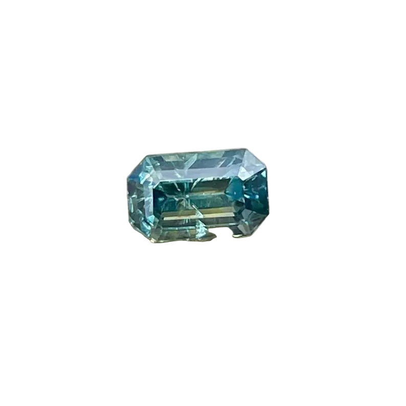 0.88ct natural parti sapphire emerald cut untreated Madagascan gemstone