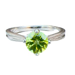 Natural Peridot Solitaire Ring – 1.02 Carat Round Cut in Sterling Silver, Gift-Ready, Ethical Gemstone from Australia

