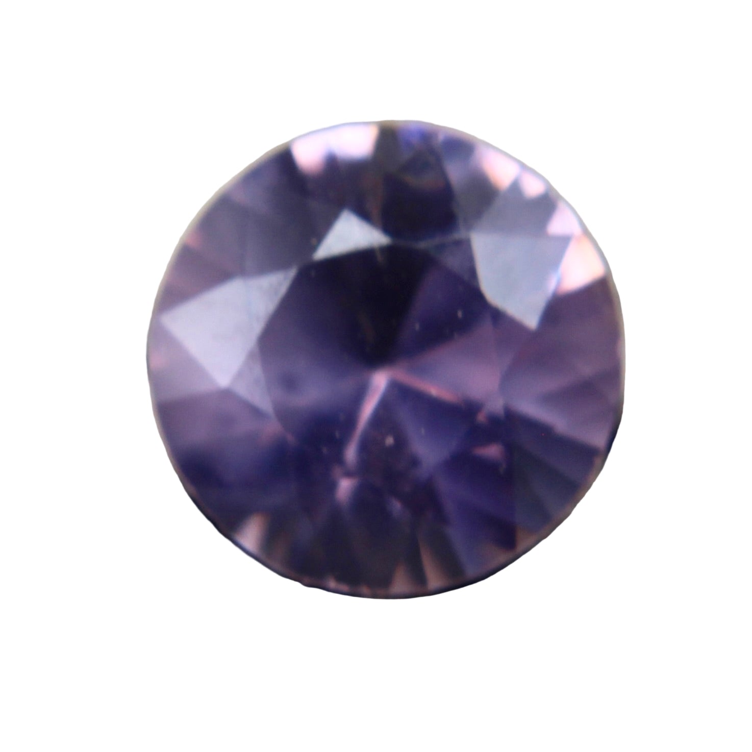 0.87ct pinkish-purple spinel, round 6.03 mm, Ceylon origin – face-up view
