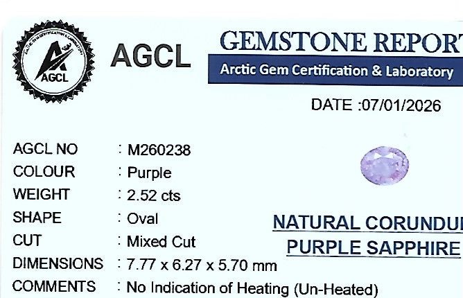Natural Purple Sapphire 2.52ct Oval Cut | Unheated Ceylon Loose Sapphire - Sapphirepal