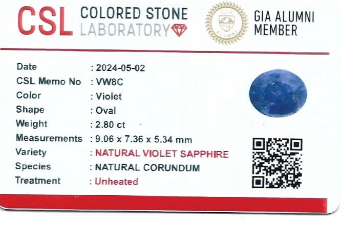 Natural Purple Sapphire – 2.80 Carat Oval Cut | Unheated Ceylon Gem - Sapphirepal