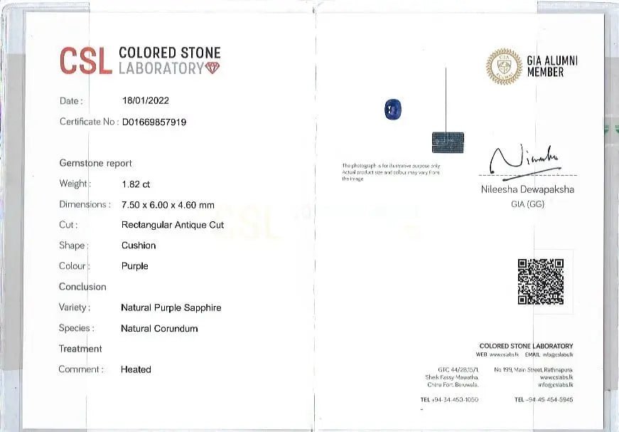 Unheated natural purple sapphire 7.50 x 6.00 mm for engagement jewelry