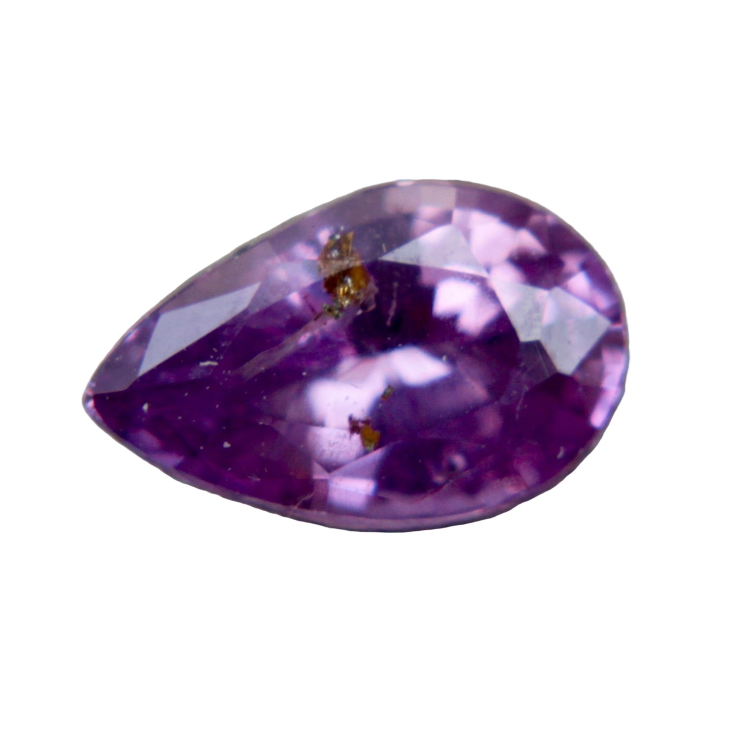 0.80 ct natural purple sapphire, Ceylon origin, pear cut 7.52 × 4.52 mm, I clarity
