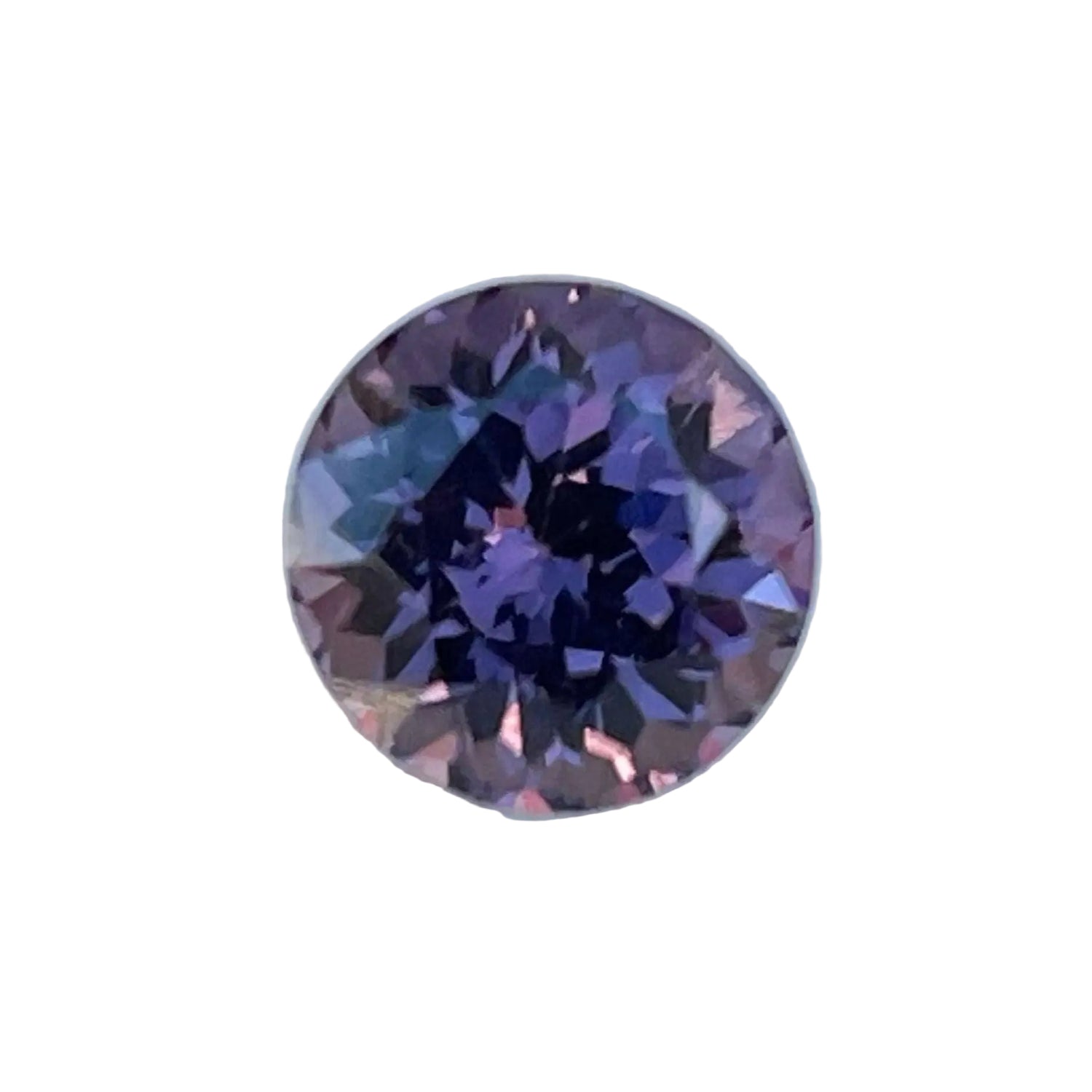 Front view of 1.08ct natural purple spinel in a round cut from Ceylon