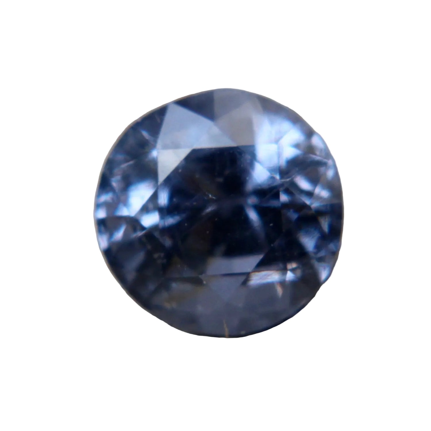 Front view of 1.50ct natural purple spinel in a round cut from Ceylon
