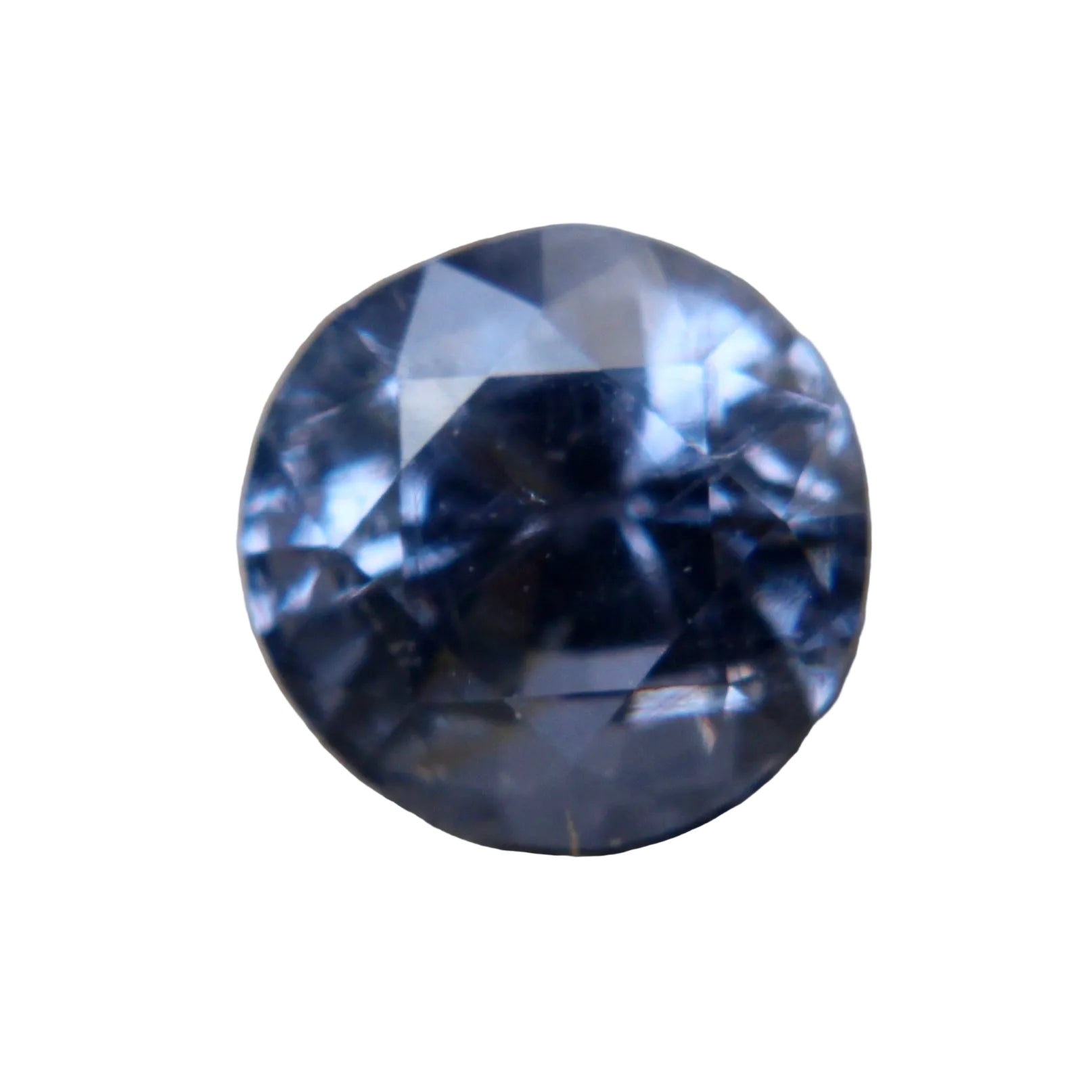 Front view of 1.50ct natural purple spinel in a round cut from Ceylon