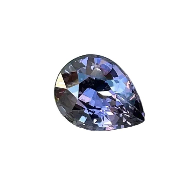 Natural 2.60 carat purple Ceylon spinel in a pear cut, face-up view