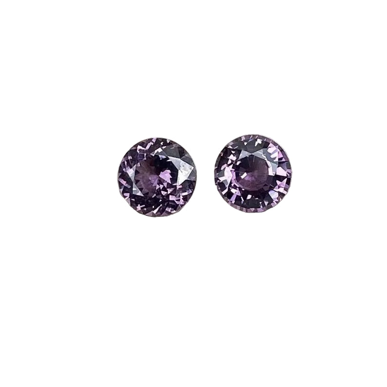 Pair of natural purple spinels, round cut, 1.90 ct total weight, unheated Ceylon stones – Sapphire Pal
