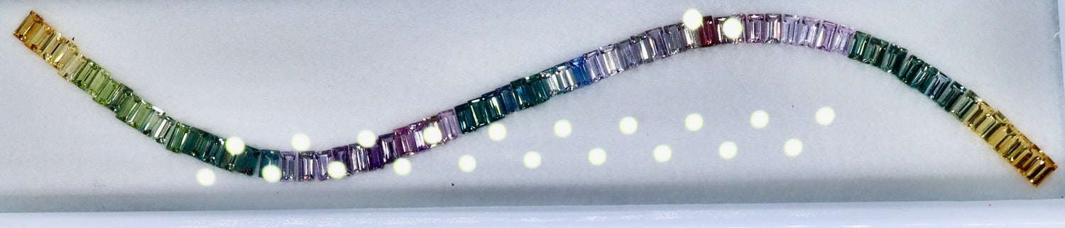 Natural Rainbow Sapphire Baguette Cut Set 10.55 Carat Calibrated Gemstone Strip from Ceylon - Sapphirepal
