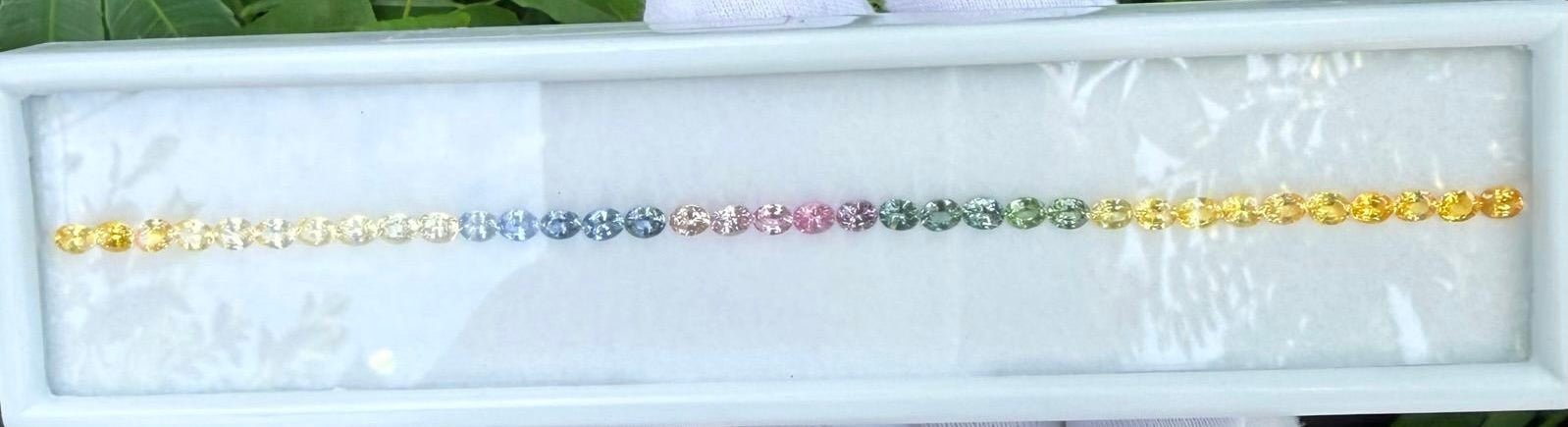 Natural Rainbow Sapphire Layout 7.35 Carat Ceylon Oval Cut VVS Loose Sapphire Set for Bespoke Jewelry - Sapphirepal